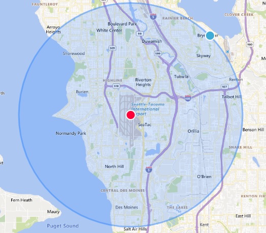 5 mile radius Sea-Tac