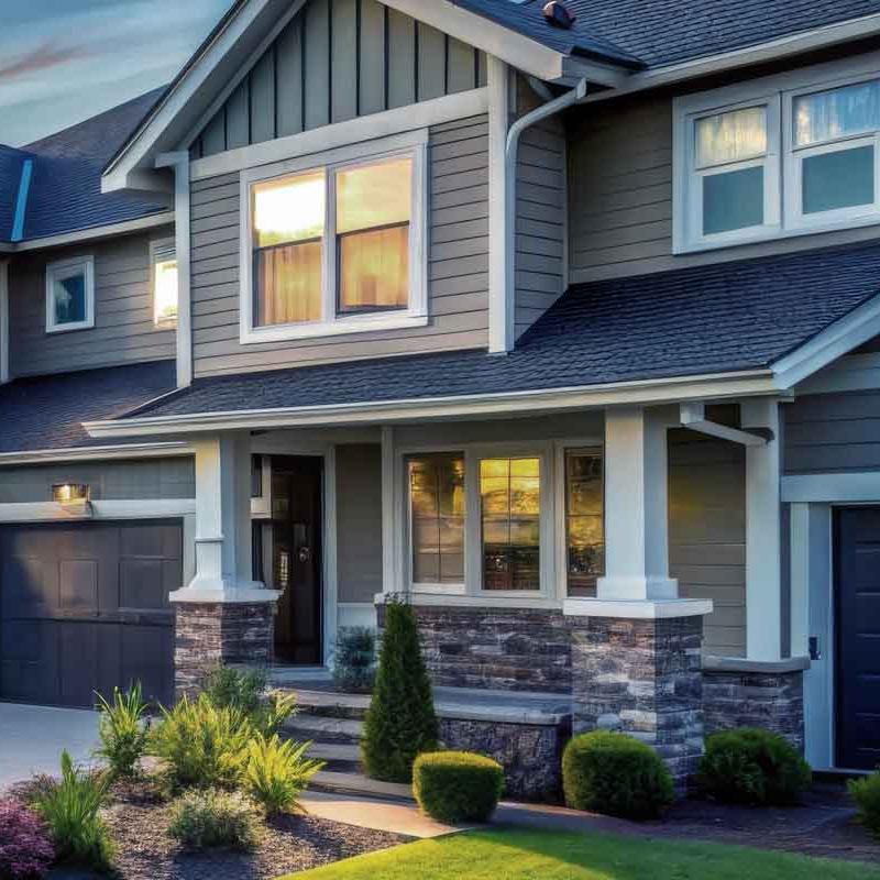 Neighborhood street of residential real estate