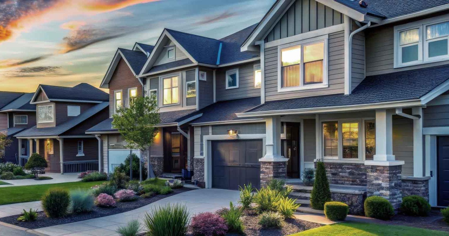 Neighborhood street of residential real estate